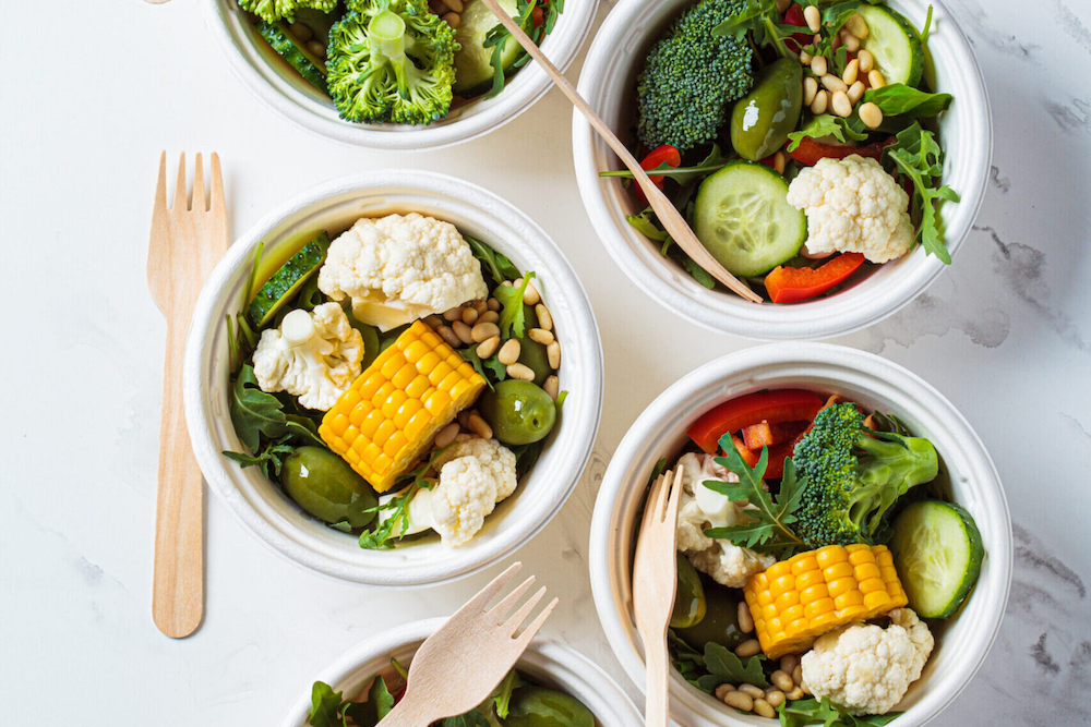 Healthy vegetable bowls promoting wellness, a nutrition-focused approach to chiropractic care.